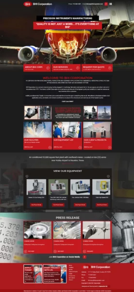 BHI Corporation Web Design The Contract Manufacturing in Houston, USA