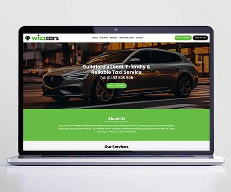 Wizzcars Web Design book your airport travel in Guildford, UK